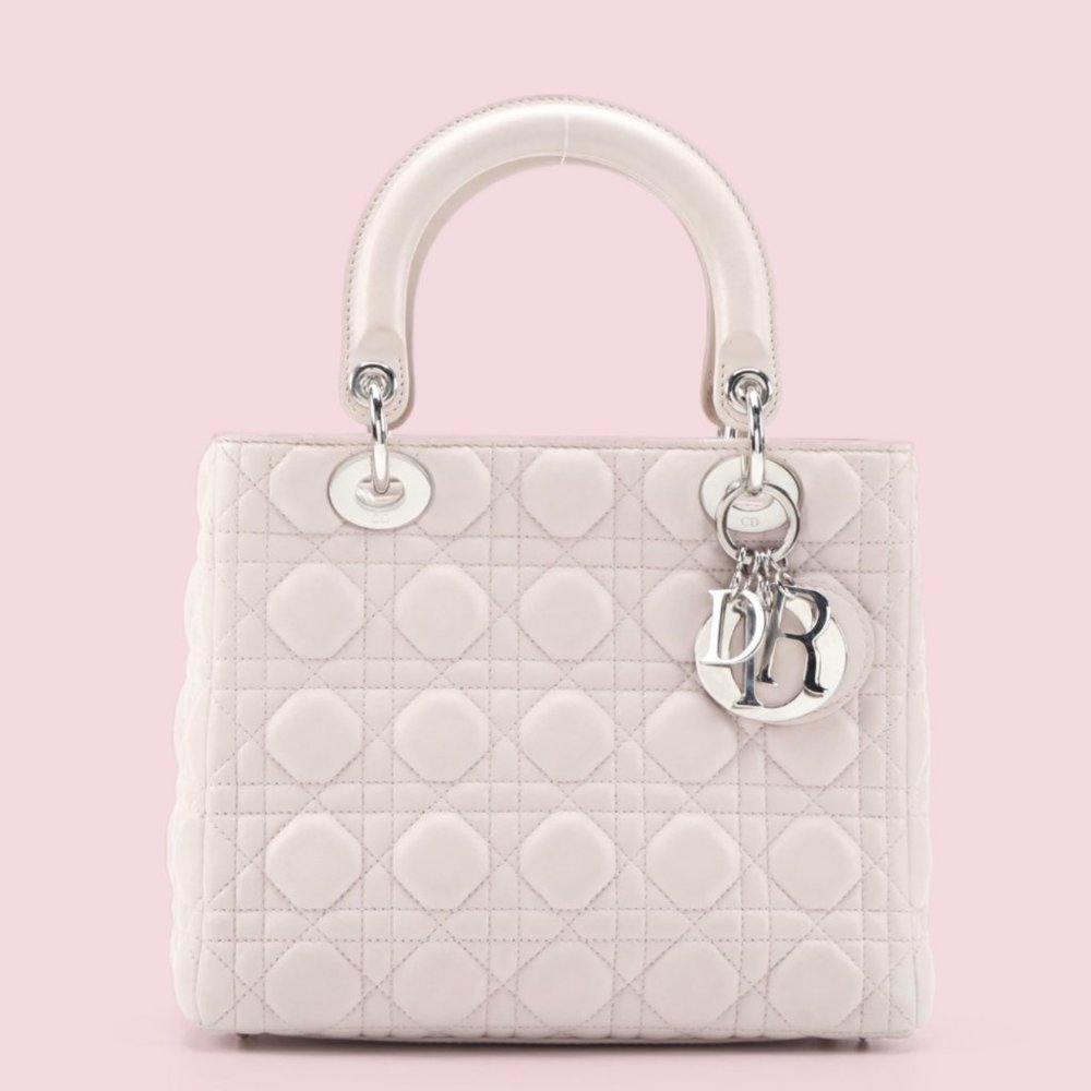 SOLD - Dior Quilted Cannage Pink Medium Lady Dior - Picture 1 of 8